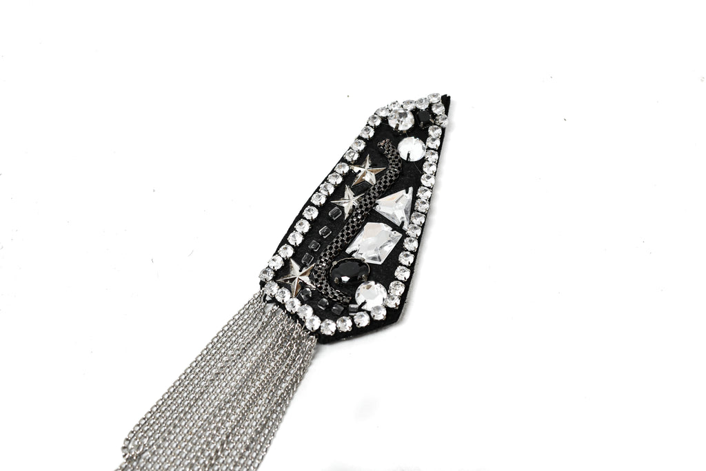 Studded Rhinestone Shoulder Pads with Tassel Chain- Target Trim