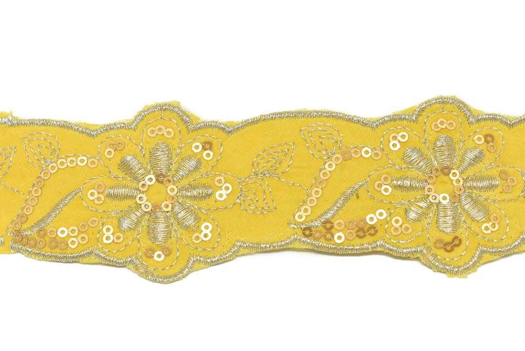 Floral Sequins Jacquard Ribbon