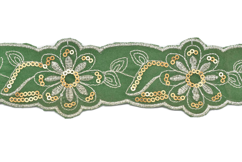 Floral Sequins Jacquard Ribbon