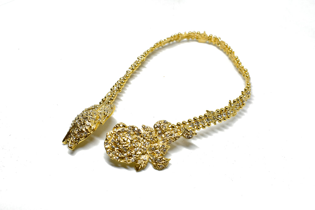 Rhinestone Double-Headed Rose Applique 16" x 1.25" | Rose Path Applique - Target trim