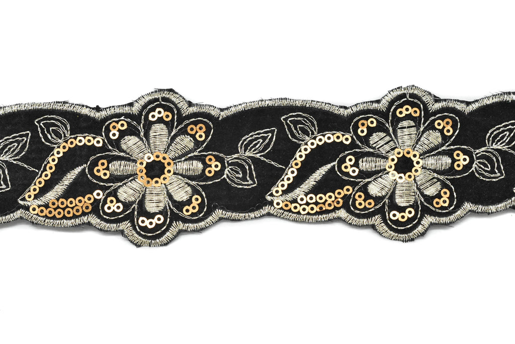 Floral Sequins Jacquard Ribbon