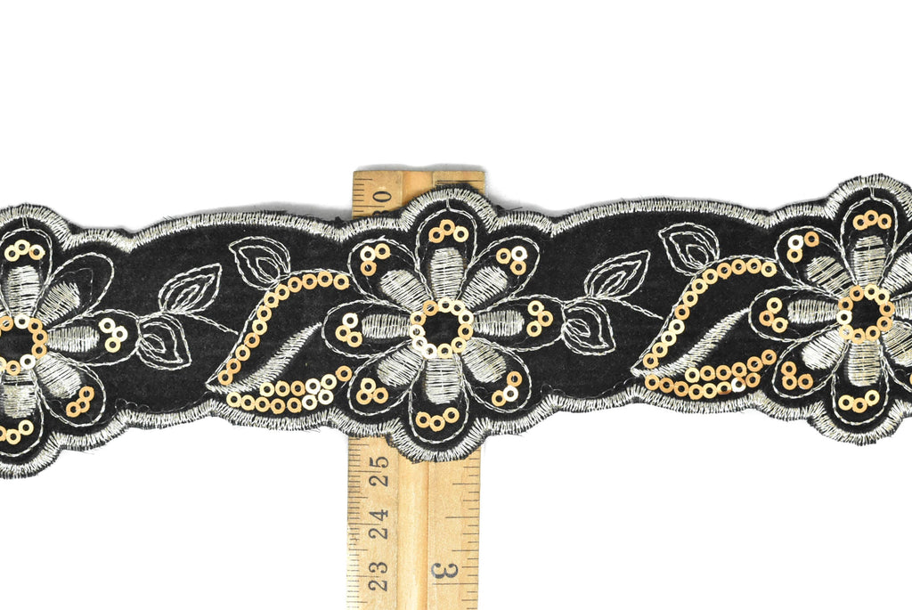 Floral Sequins Jacquard Ribbon