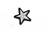 Metallic Silver and Black Iron-on Star Patch Applique - 1.25" - 1 Piece