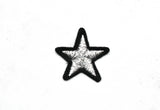 Metallic Silver and Black Iron-on Star Patch Applique - 1.25" - 1 Piece