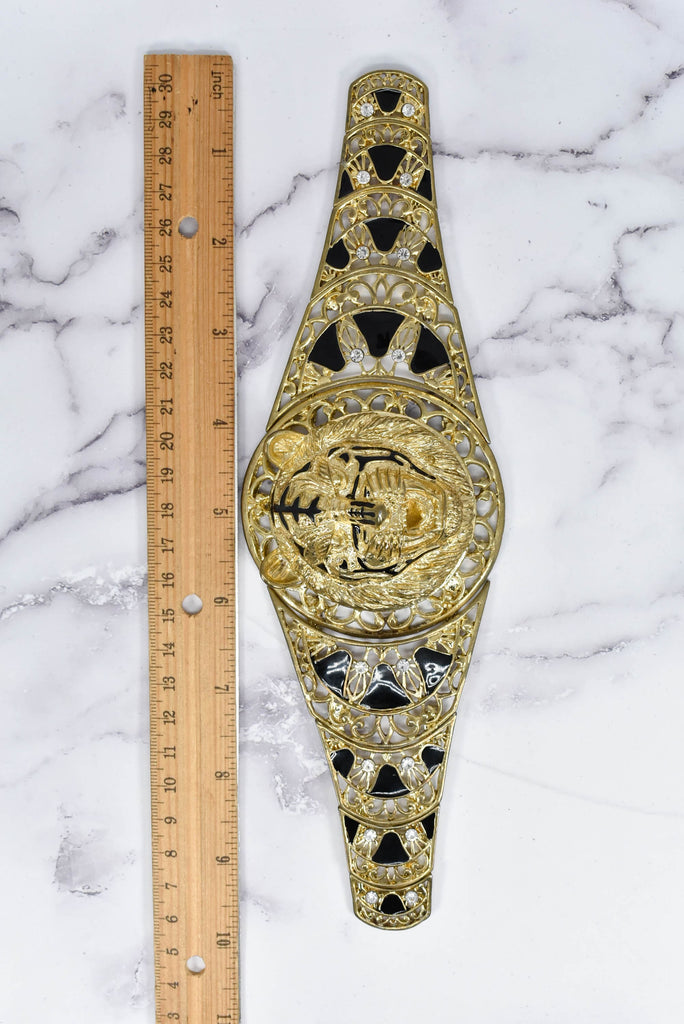 Gold and Black Lion Buckle 9.75" x 2.75" - 1 Piece