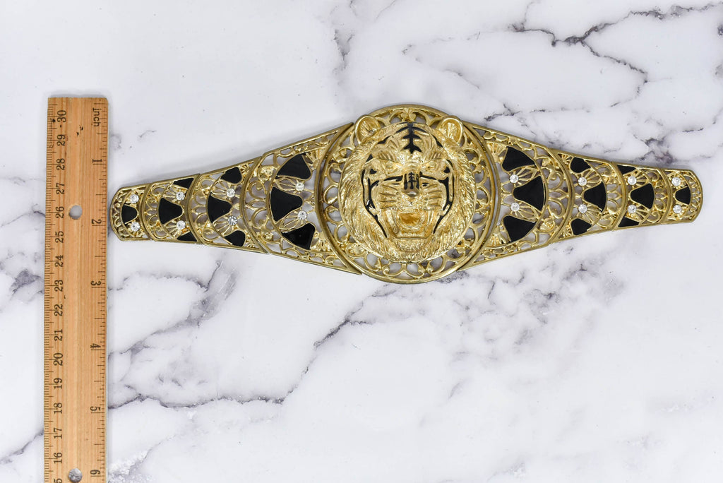 Gold and Black Lion Buckle 9.75" x 2.75" - 1 Piece