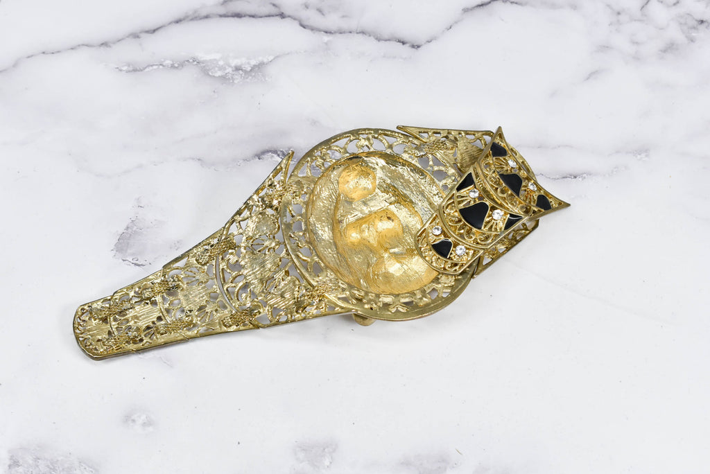 Gold and Black Lion Buckle 9.75" x 2.75" - 1 Piece