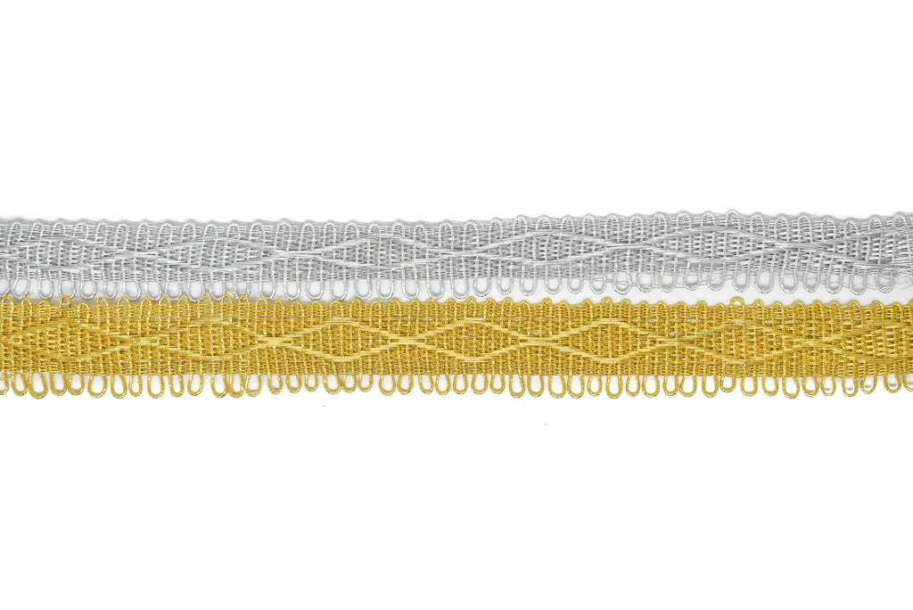 Metallic Loop Trim with Rhombus Design 1" - 1 Yard