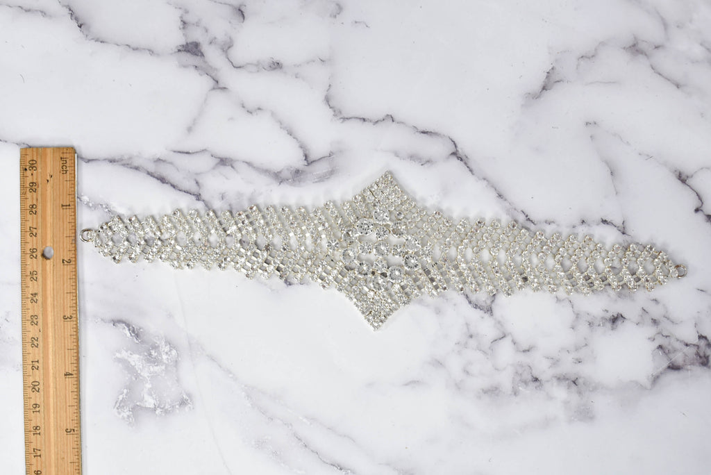 Rhinestone Filled Connector Applique 11"x 2 7/8" - 1 Piece