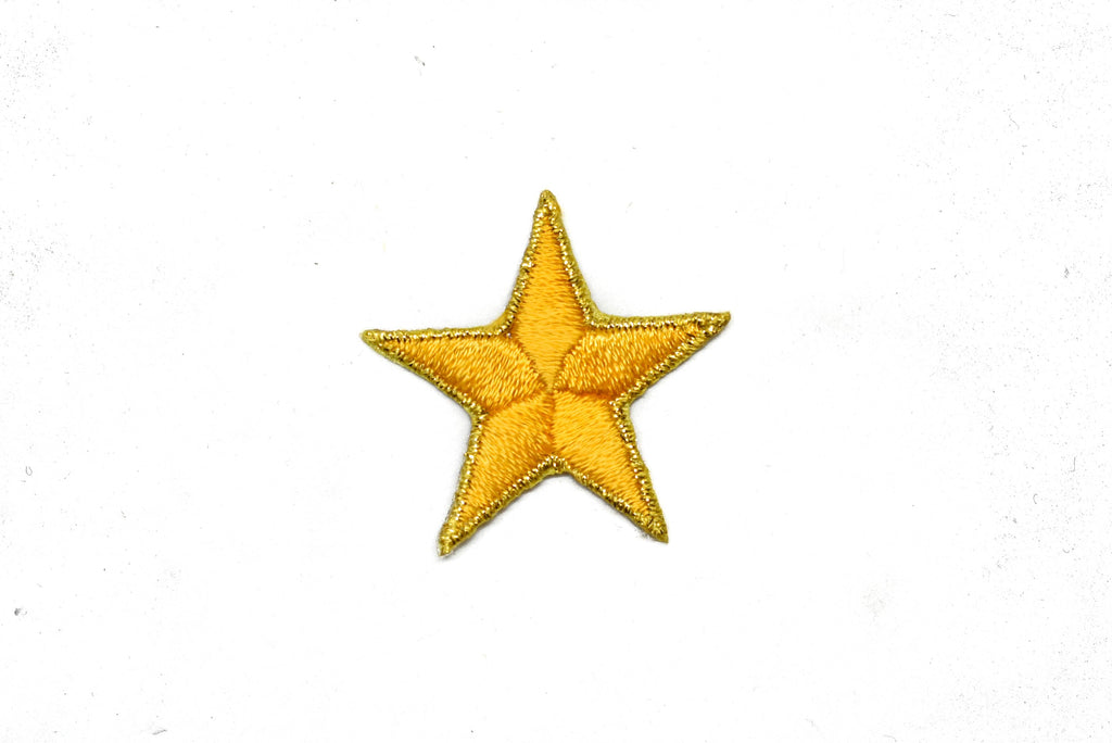 Yellow and Gold Embroidered Star Applique-Iron-on Star Patch 1.75"- 1 Piece