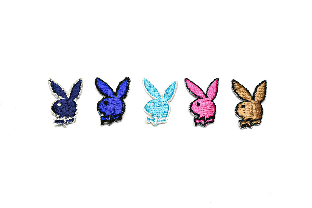 Embroidered Bunny with Bowtie Iron-on Patches 1" x .75" | Bunny Patch Applique - Target Trim