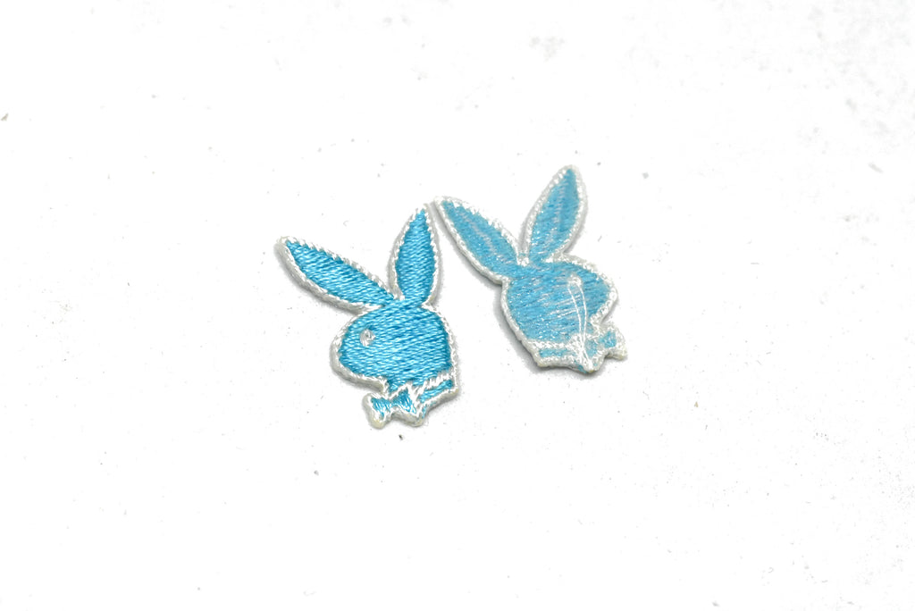 Embroidered Bunny with Bowtie Iron-on Patches 1" x .75" | Bunny Patch Applique - Target Trim