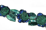 Sequins Beaded Green Flower Applique - Target Trim