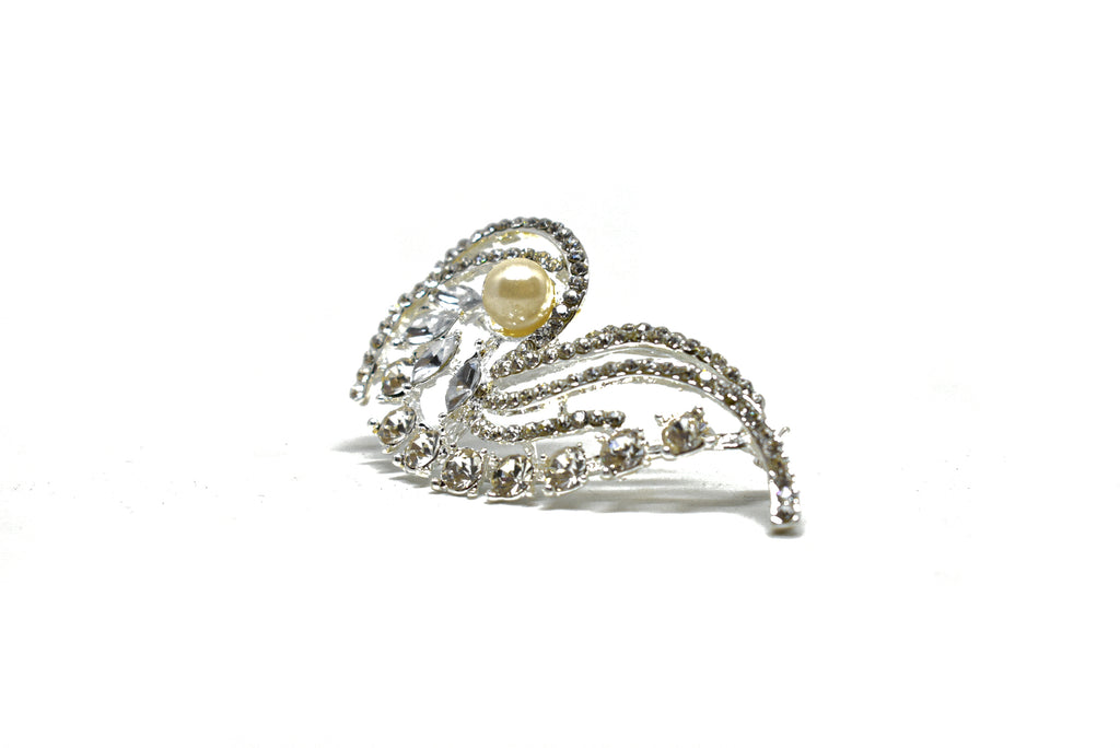 Rhinestone Pin Brooch with Pearl