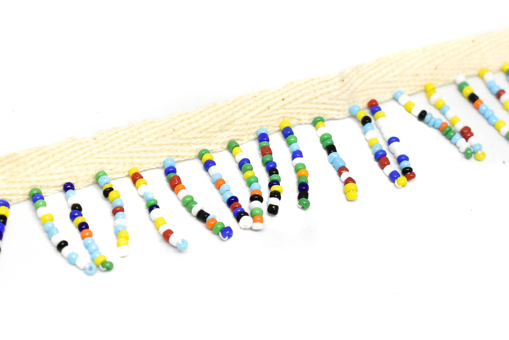 Multi-Color Beaded Fringe Trim (2 Colors) 1" - 1 Yard