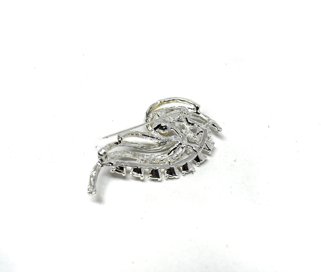 Rhinestone Pin Brooch with Pearl