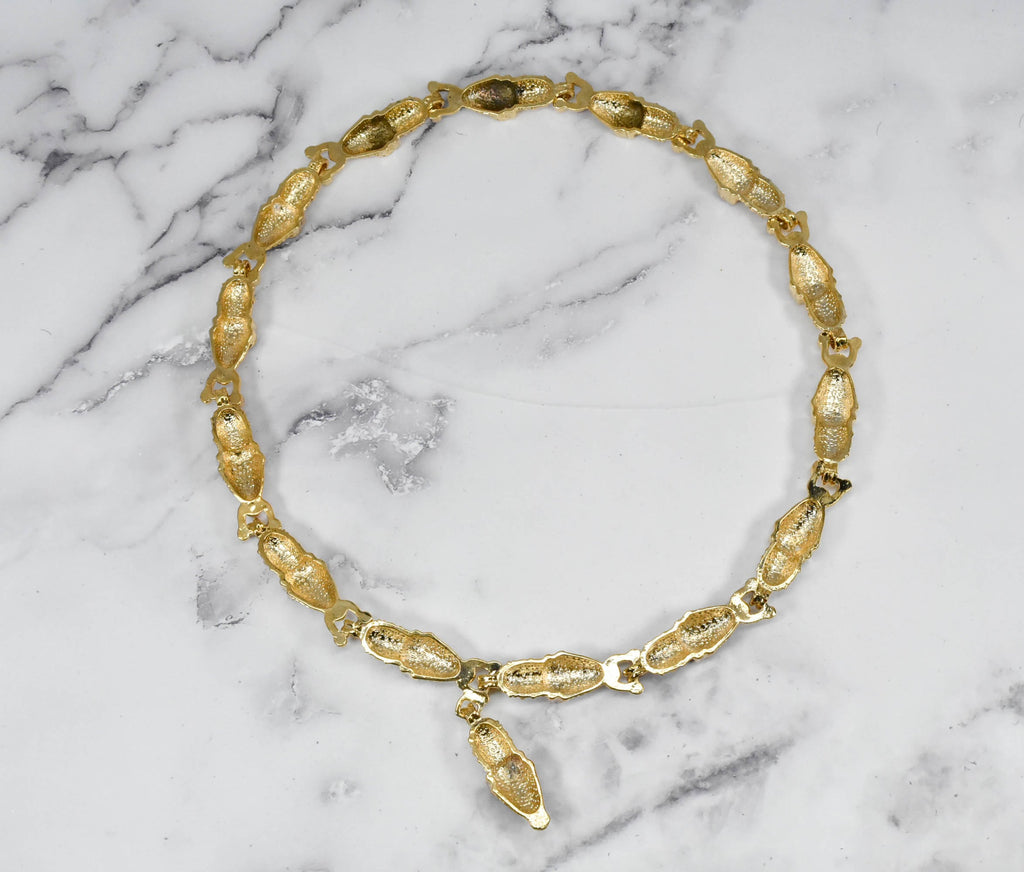 Gold Alligator Head Necklace + Snake Buckle Set