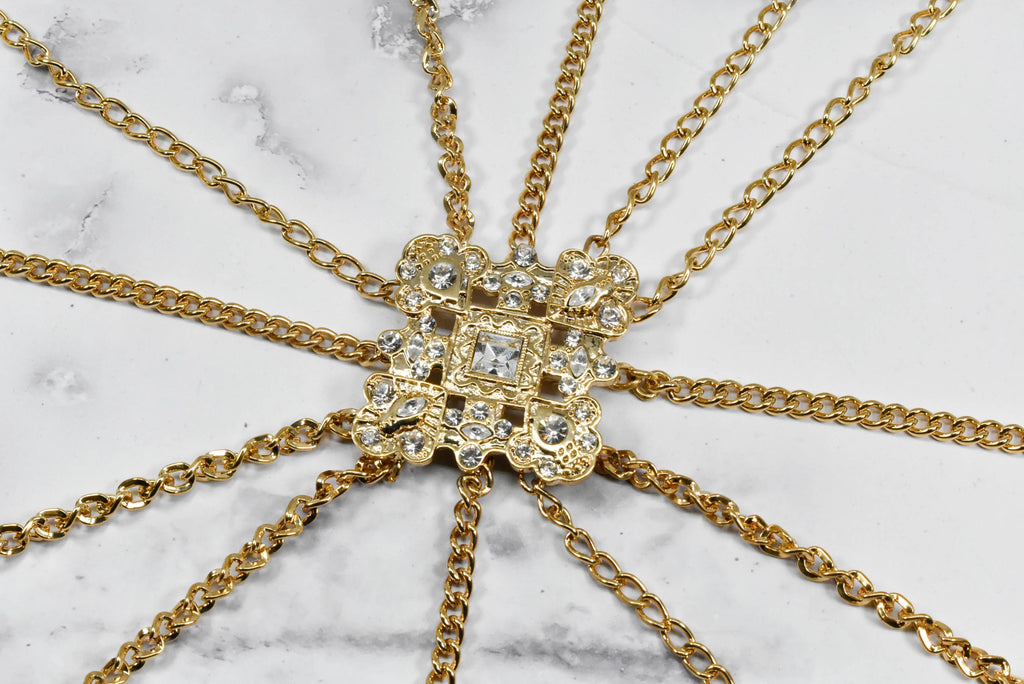 Sew-On Chain Rhinestone Belt Dress Applique