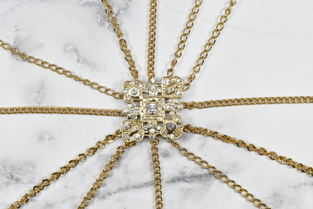 Sew-On Chain Rhinestone Belt Dress Applique