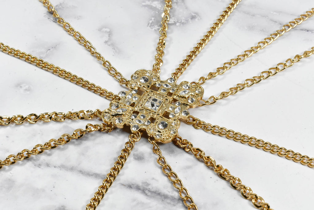 Sew-On Chain Rhinestone Belt Dress Applique