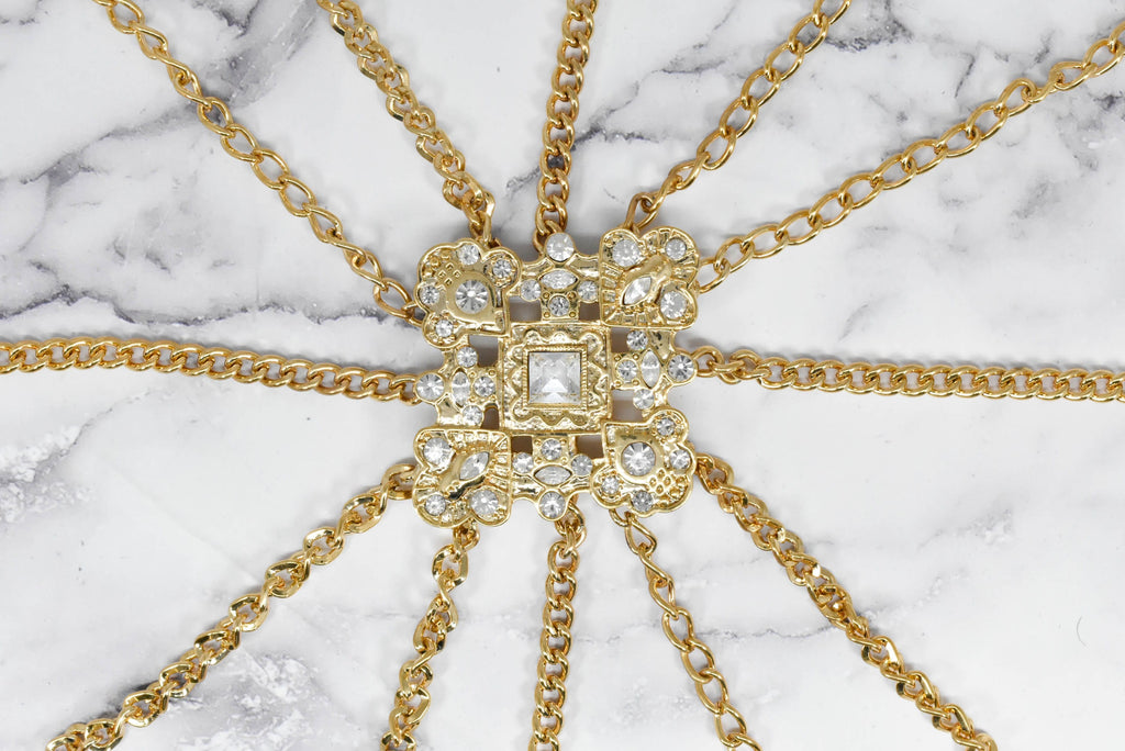 Sew-On Chain Rhinestone Belt Dress Applique