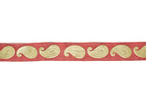 Metallic Gold Paisley Design on Chiffon Ribbon 1" - 1 Yard