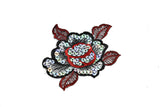 Iron on Sequins Rose Applique 5" x 4.25" | Flower Rose Patch Applique Target Trim