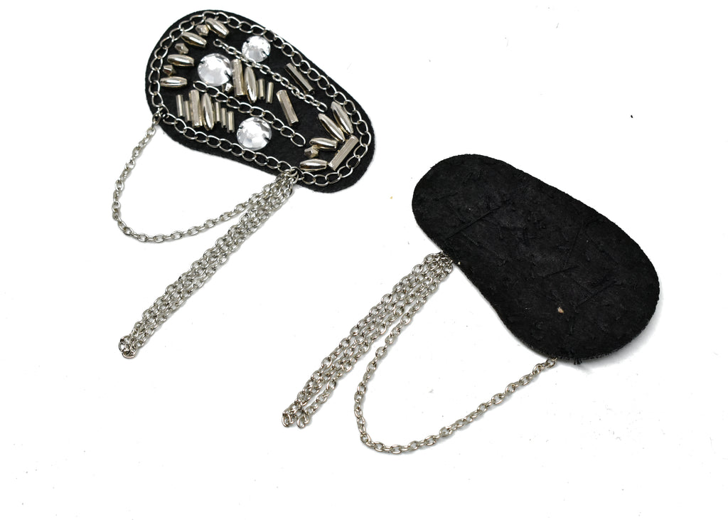 Round Epaulet with Rhinestone, Beads and Dangling Chain - Target Trim