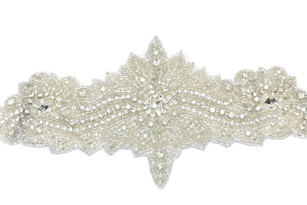 Long Elegant Floral Applique 18.25" x 4.75" | Floral Patch Applique - Target Trim