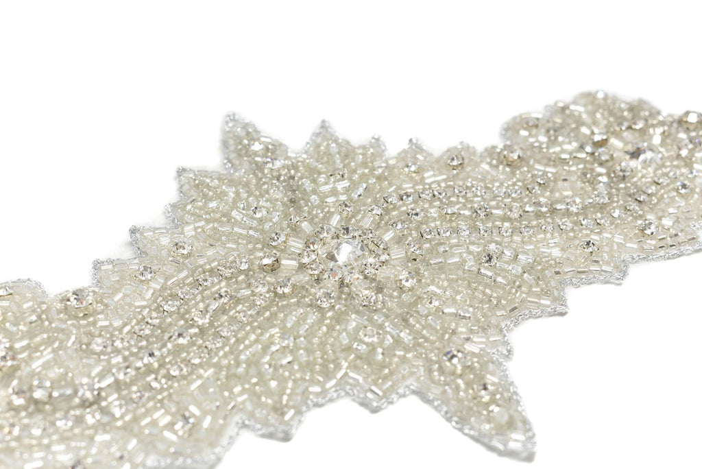 Long Elegant Floral Applique 18.25" x 4.75" | Floral Patch Applique - Target Trim