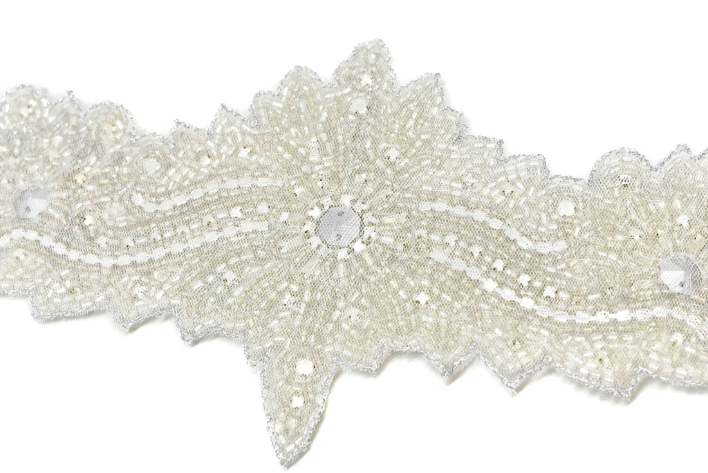 Long Elegant Floral Applique 18.25" x 4.75" | Floral Patch Applique - Target Trim