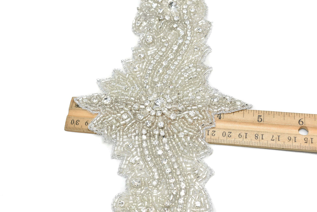 Long Elegant Floral Applique 18.25" x 4.75" | Floral Patch Applique - Target Trim