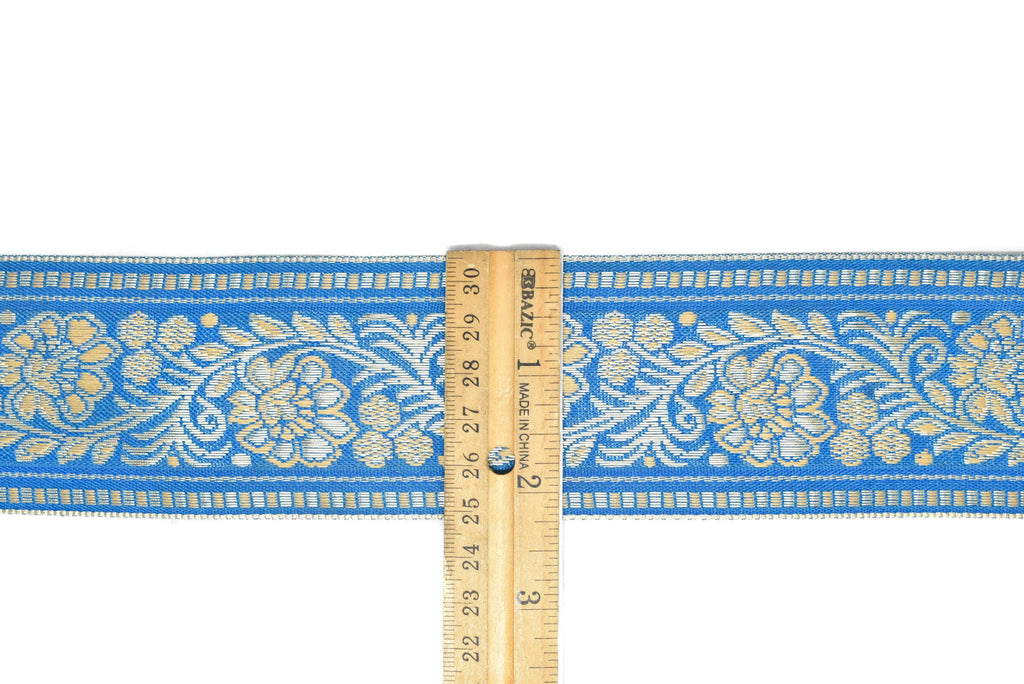 Floral Jacquard Ribbon - Indian Style Trim 2.25" - 1 Yard