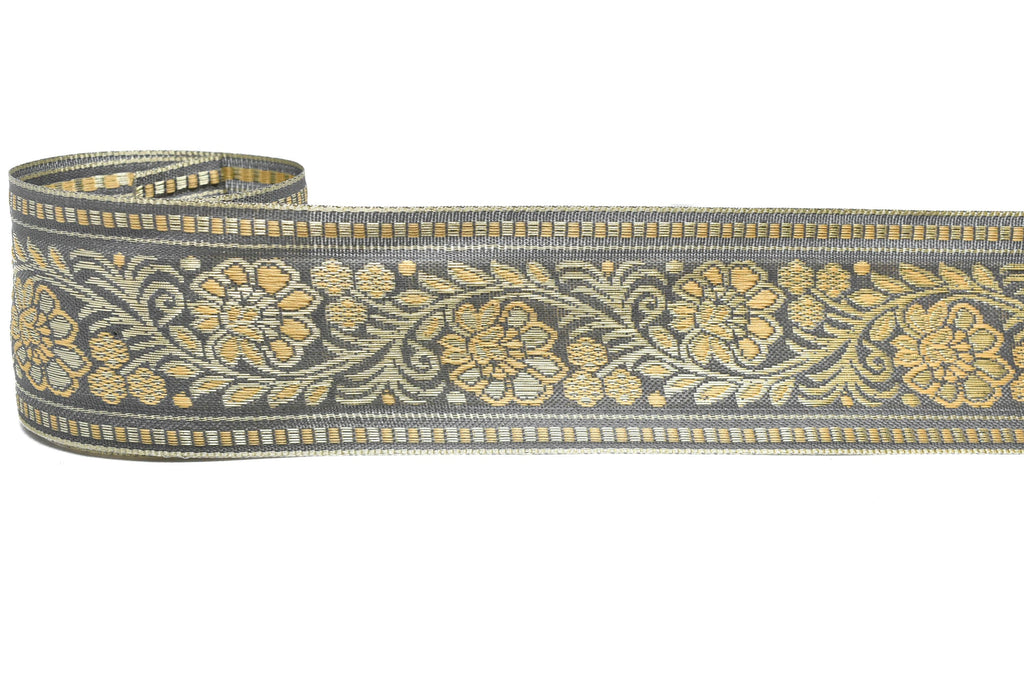 Floral Jacquard Ribbon - Indian Style Trim 2.25" - 1 Yard