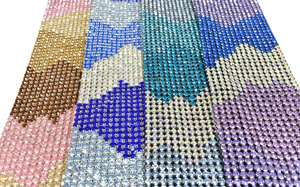 Tri-Color Rhinestone Applique 16" x 3.13" | Patch Applique - Target Trim