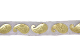 Metallic Gold Paisley Design on Chiffon Ribbon 1" - 1 Yard
