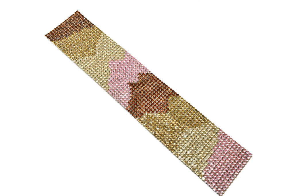 Tri-Color Rhinestone Applique 16" x 3.13" | Patch Applique - Target Trim