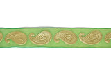Metallic Gold Paisley Design on Chiffon Ribbon 1" - 1 Yard