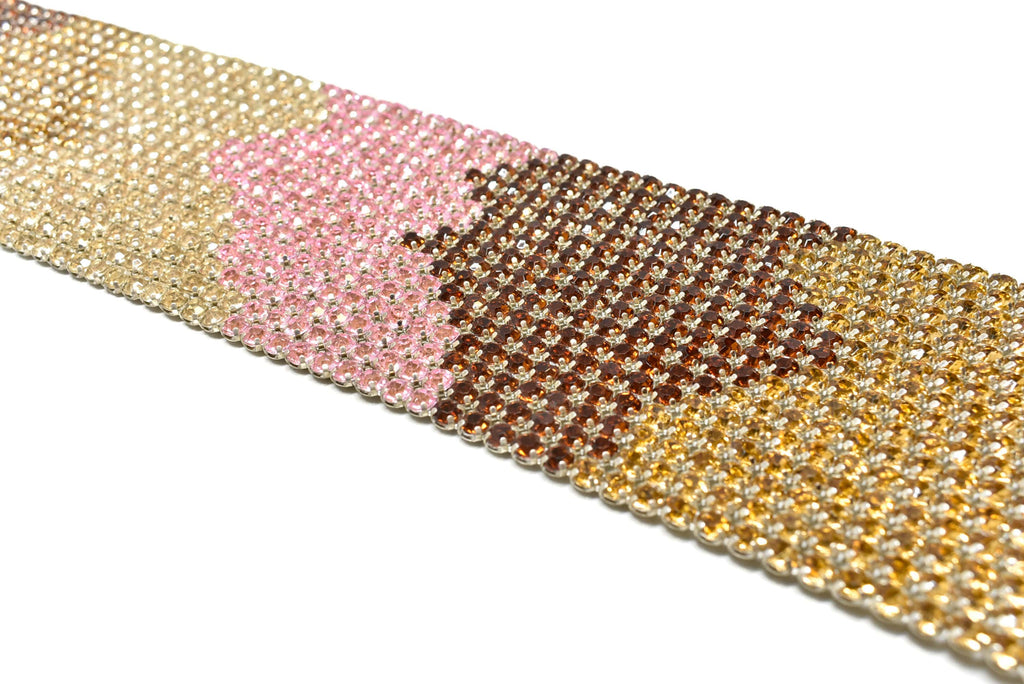 Tri-Color Rhinestone Applique 16" x 3.13" | Patch Applique - Target Trim