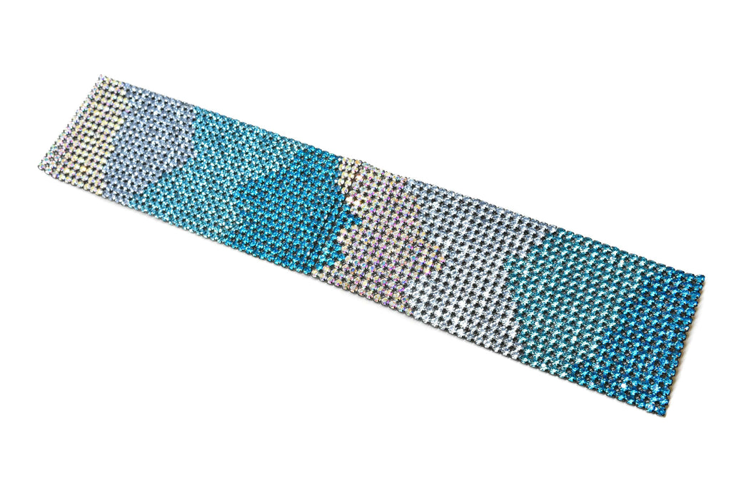 Tri-Color Rhinestone Applique 16" x 3.13" | Patch Applique - Target Trim