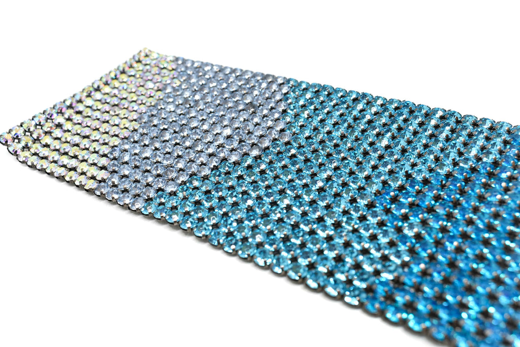 Tri-Color Rhinestone Applique 16" x 3.13" | Patch Applique - Target Trim