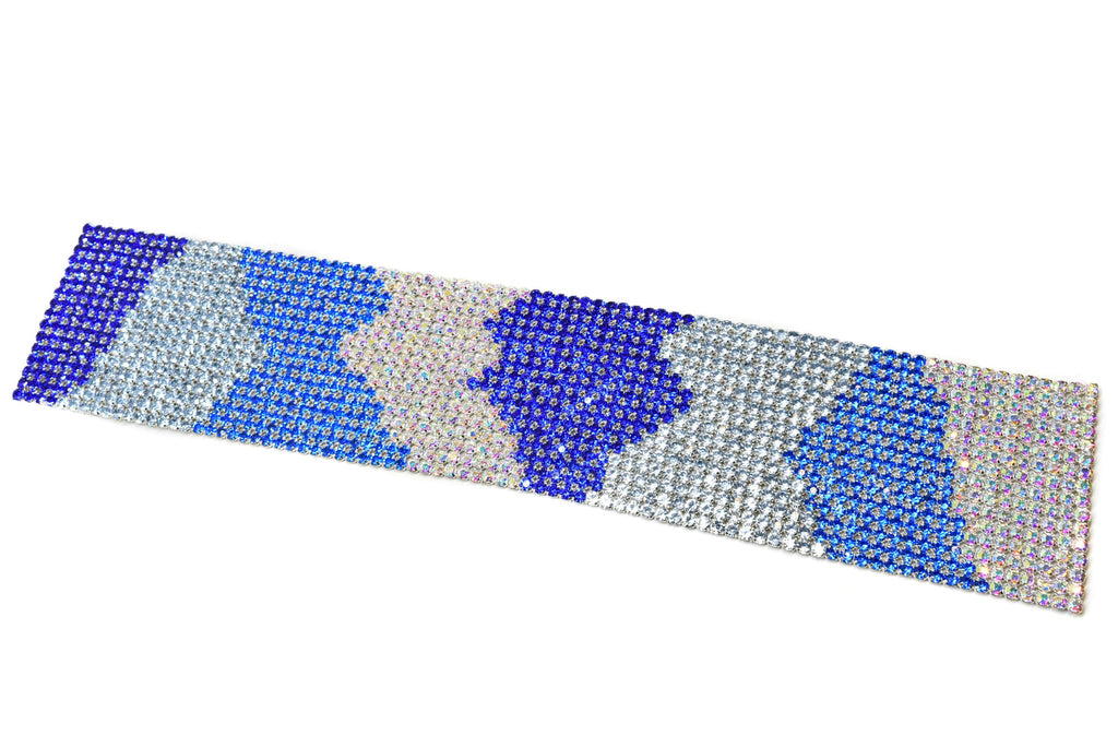 Tri-Color Rhinestone Applique 16" x 3.13" | Patch Applique - Target Trim