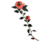 Long Stem Rose Iron-On Applique 11" x 4.50" | Rose Flower Patch Applique - Target Trim