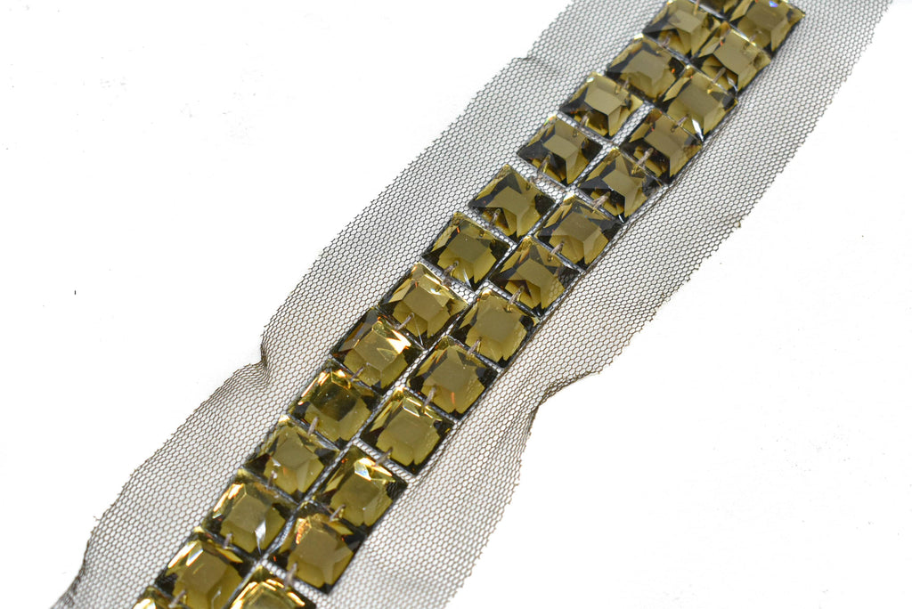 Chunky Rhinestone Trim with Net Lace 2.75" - 1 Yard