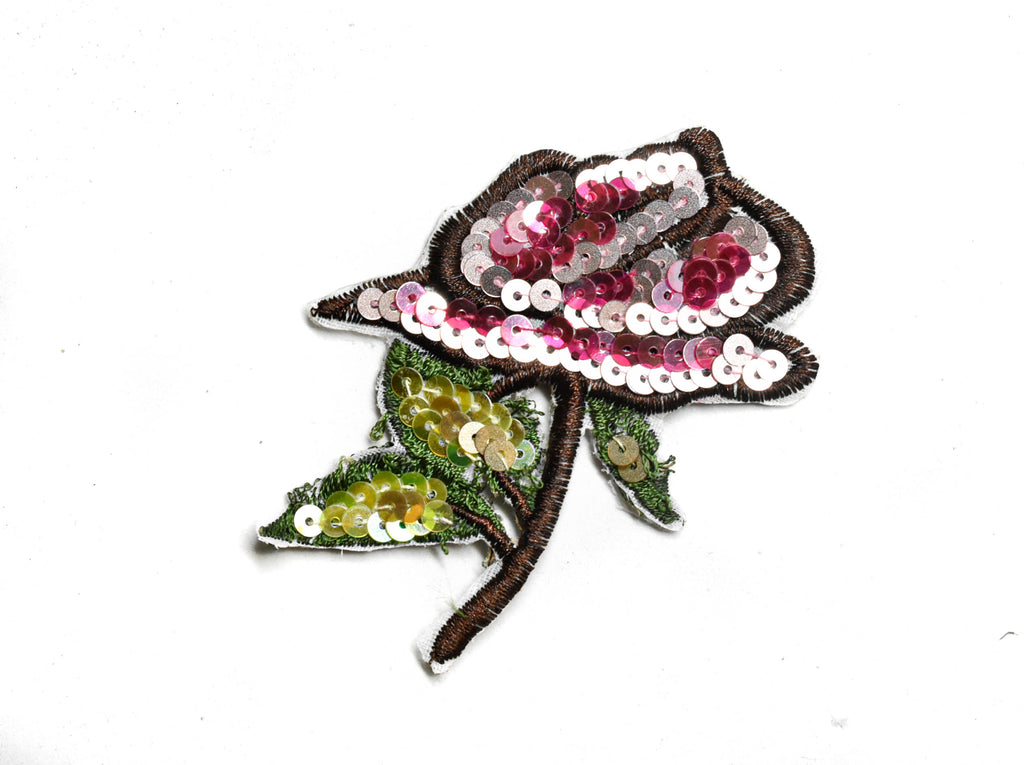 Embroidered and Sequins Flower Patch 2.50" x 3.10" | Embroidered Flower Patch Applique - Target Trim