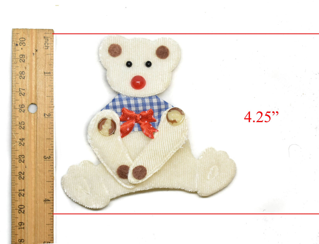 White Bear with Bowtie Patch Applique 4.25'' x 4.50'' - 1 Piece