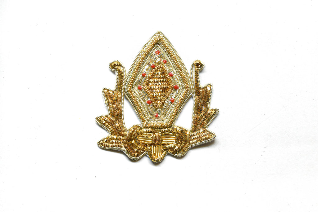 Metallic Gold Indian Design Applique 2.50" x 2.75" | Indian Patch Applique - Target Trim