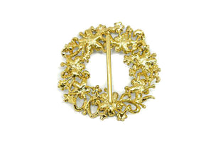 Gold Floral Wreath Ribbon Slider 3" x 3"- 1 Piece