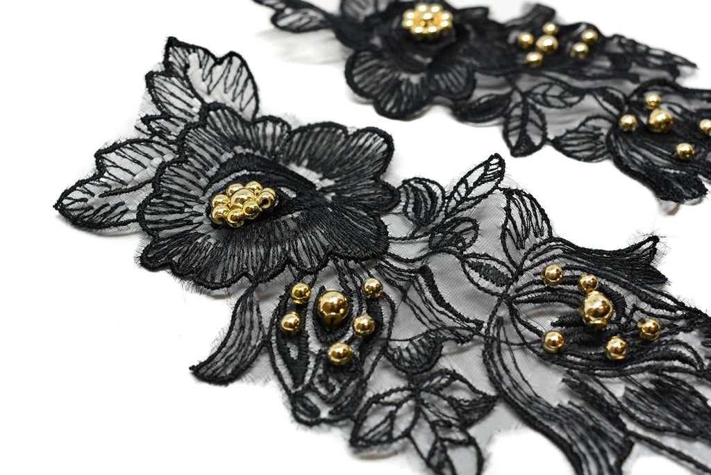 Black Floral Organza Applique | Flower Applique - Target Trim