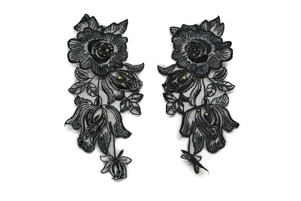 Black Floral Organza Applique | Flower Applique - Target Trim
